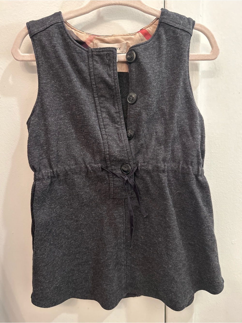 Burberry Charcoal Button-Front Sleeveless Dress
